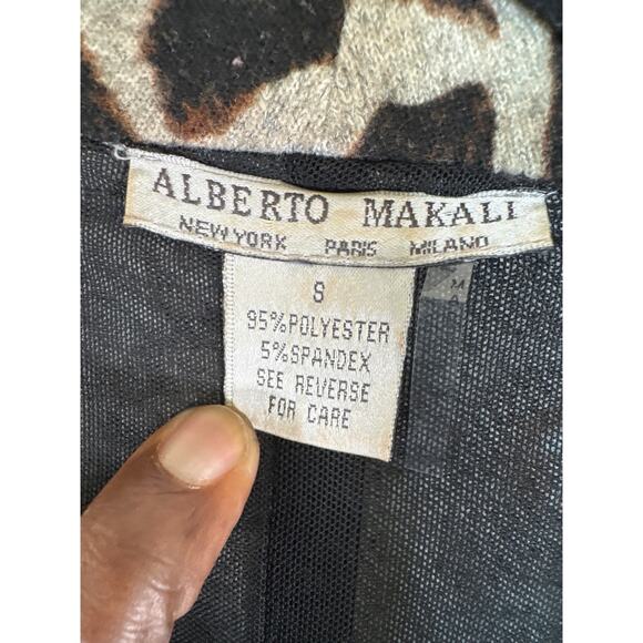 Alberto Makali Animal Print Asymmetric Open Front Jacket Cardigan Small - Picture 6 of 7